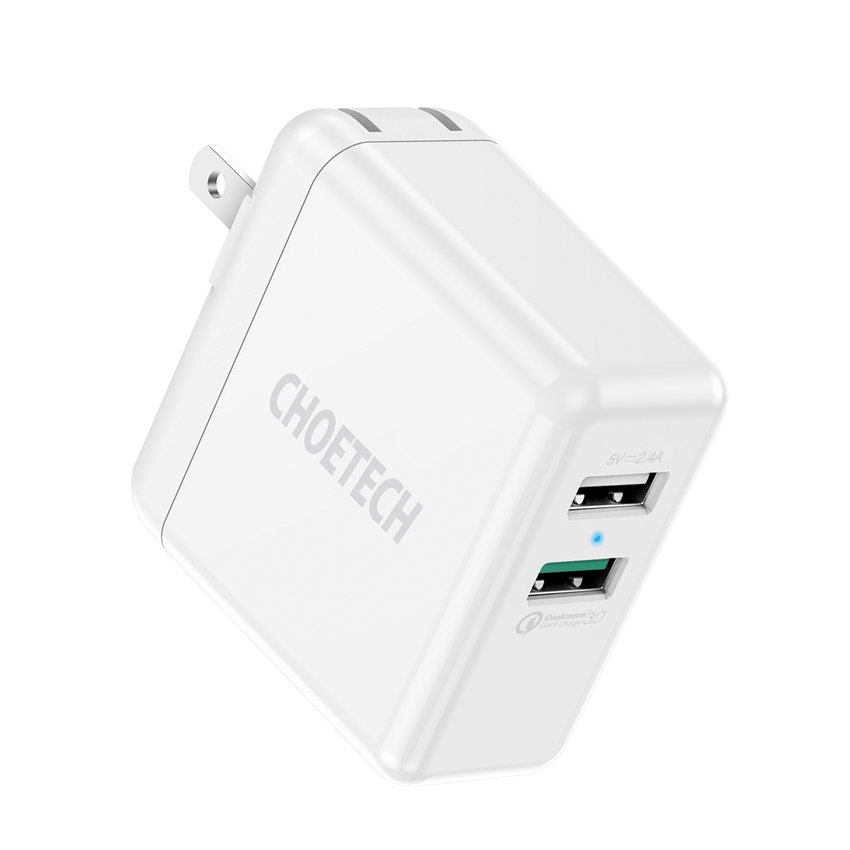 CHOETECH Q3006 30W USB-A Wall Fast Charging For 7/7 Plus/6S/6S Plus/6 Plus/6/SE (2020)/ 11/ 11Pro/11ProMax/XsMax,/XR/ XS/X/8/8 Plus/ AirPods/Ipad/Samsung/LG/HTC/Huawei/Moto/xiao MI and More