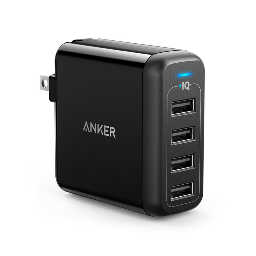 ANKER A2142 40W 4-Port USB Wall Charge Fast Charging For 7/7 Plus/6S/6S Plus/6 Plus/6/SE (2020)/ 11/ 11Pro/11ProMax/XsMax,/XR/ XS/X/8/8 Plus/ AirPods/Ipad/Samsung/LG/HTC/Huawei/Moto/xiao MI and More